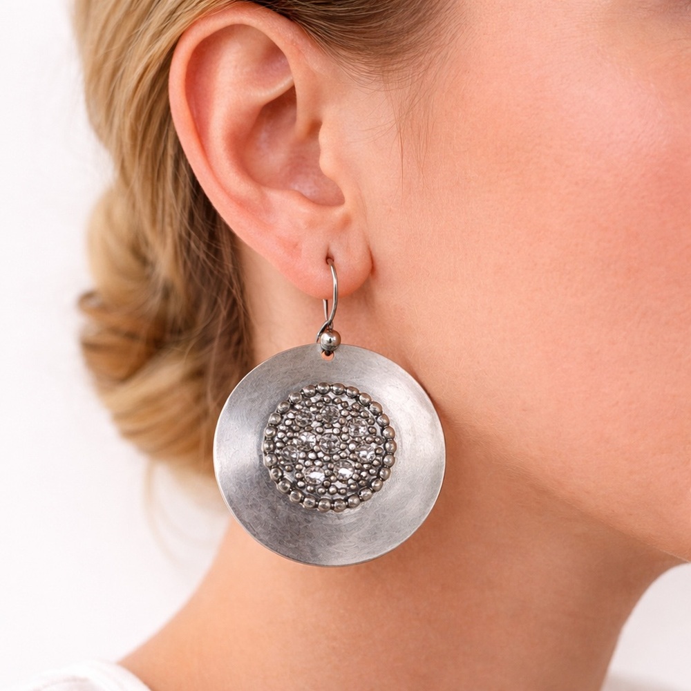 Anthro Elegant Silver Dangle Earrings